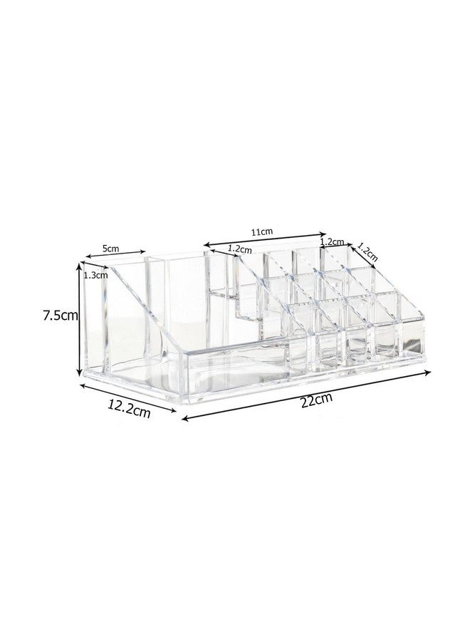 4MYL Plastic 16 Compartment Makeup & Cosmetic Dressing Table Organizer Make up Organiser Lipstick Container Stand Skin Care Storage Box for Women, Transparent - Image 2