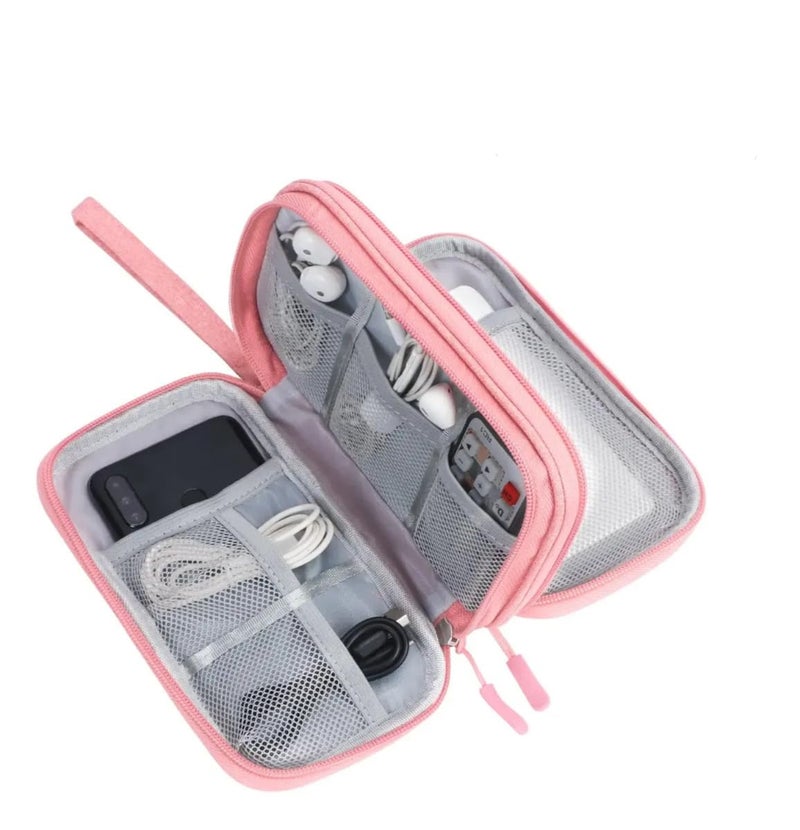 Waterproof Travel Cable Organizer Bag with Double Layer Storage for Cords, Chargers, Phone and Earphone - Image 2