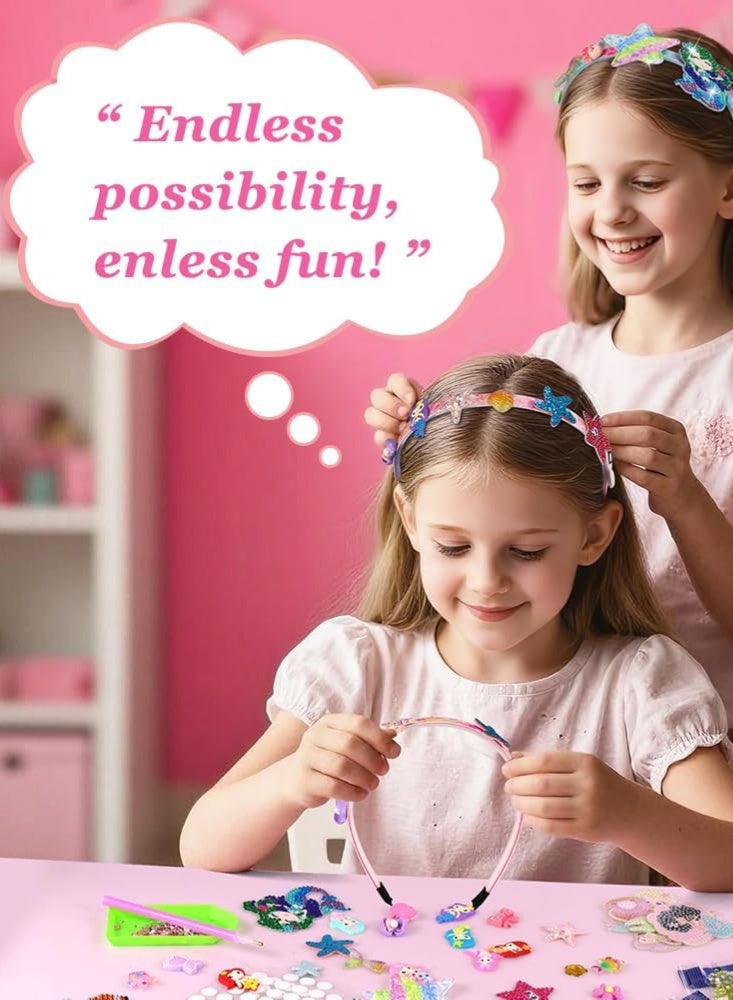 MAOGEDA Headband Making Kit for Girls, DIY Mermaid Arts & Crafts Gift, Kids Diamond Painting Hairbands Accessories for Girls Age 5-12, Make Your Own Fashion Headbands Hair Crafts Set, Birthday Gift for Kids - Image 5
