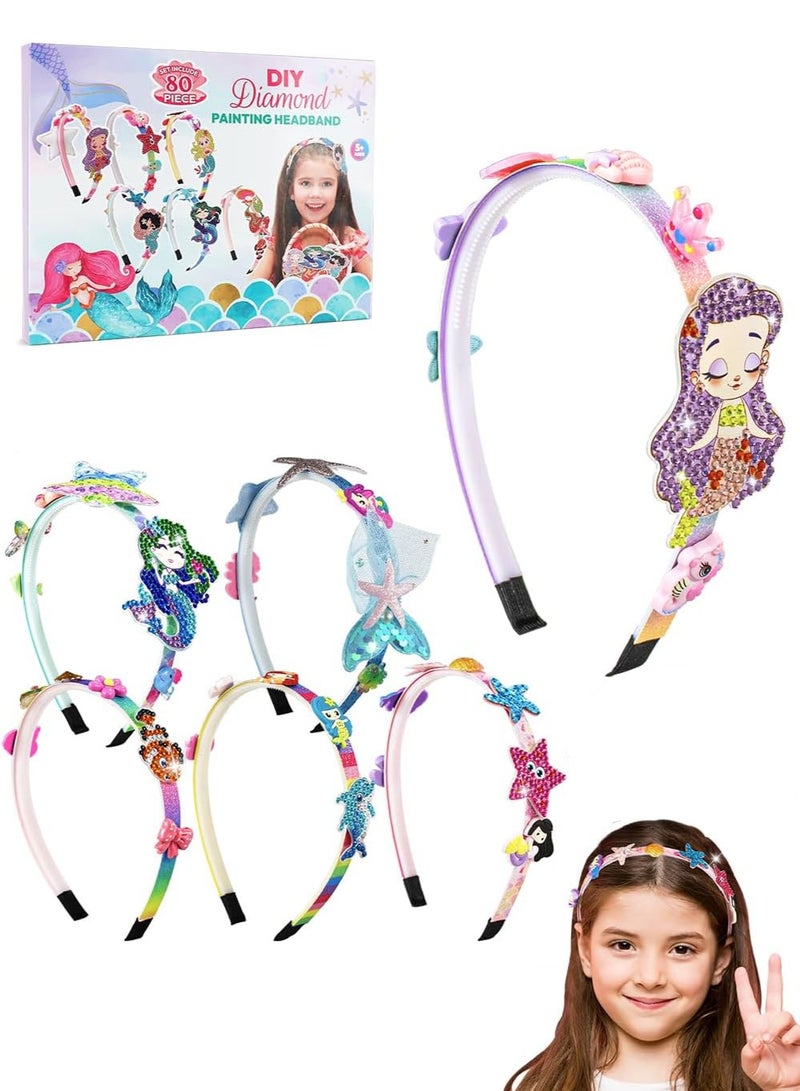 MAOGEDA Headband Making Kit for Girls, DIY Mermaid Arts & Crafts Gift, Kids Diamond Painting Hairbands Accessories for Girls Age 5-12, Make Your Own Fashion Headbands Hair Crafts Set, Birthday Gift for Kids - Image 1