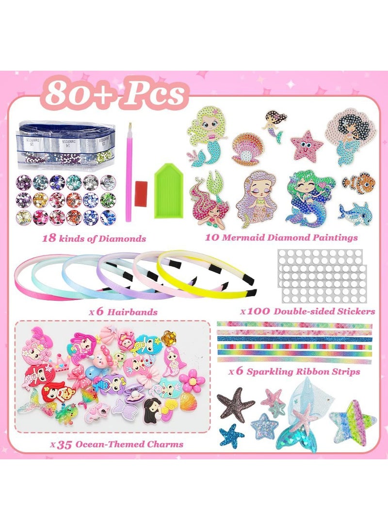 MAOGEDA Headband Making Kit for Girls, DIY Mermaid Arts & Crafts Gift, Kids Diamond Painting Hairbands Accessories for Girls Age 5-12, Make Your Own Fashion Headbands Hair Crafts Set, Birthday Gift for Kids - Image 2
