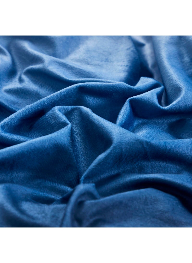 KAREVER KAREVER Blue White Gradient Comforter Set King Blue Velvet Bedding Comforter Modern Plain White and Royal Blue Gradient Soft Quilt Farmhouse Flannel Comforter Warm King Bed Comforter  - Image 4
