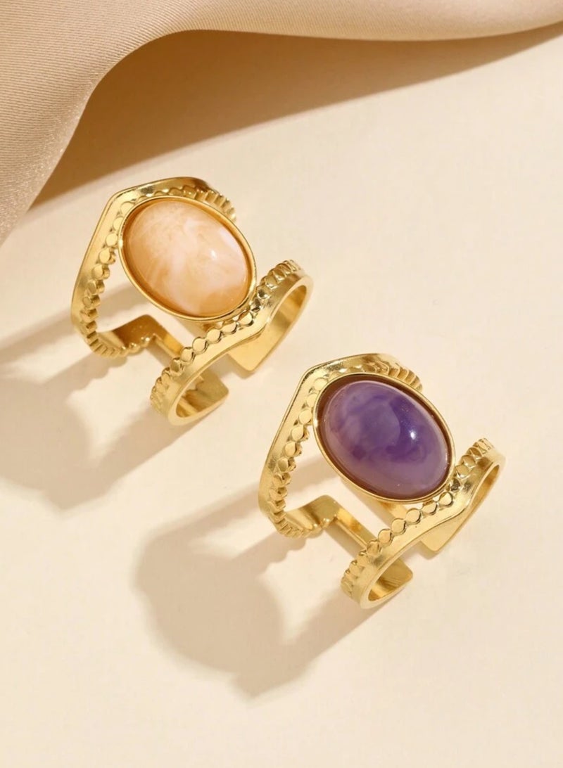 NEW STYLE 2pcs Of Elegant & High Quality Stainless Steel Rings For Women One Size - Image 1