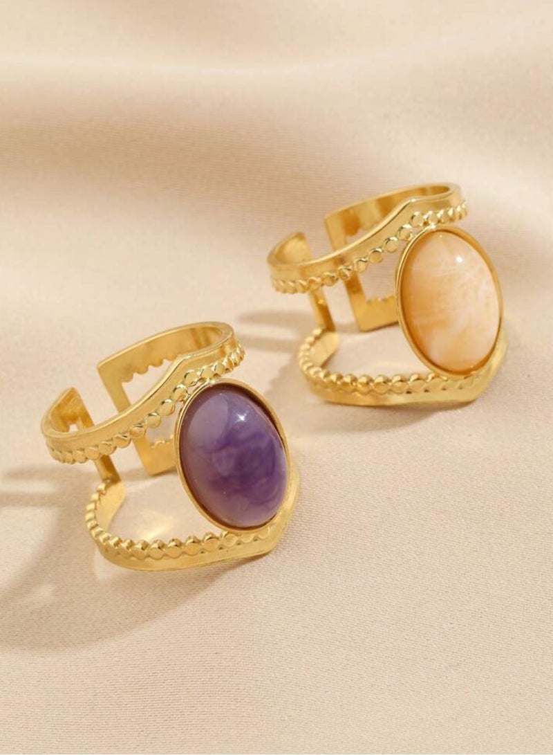 NEW STYLE 2pcs Of Elegant & High Quality Stainless Steel Rings For Women One Size - Image 2