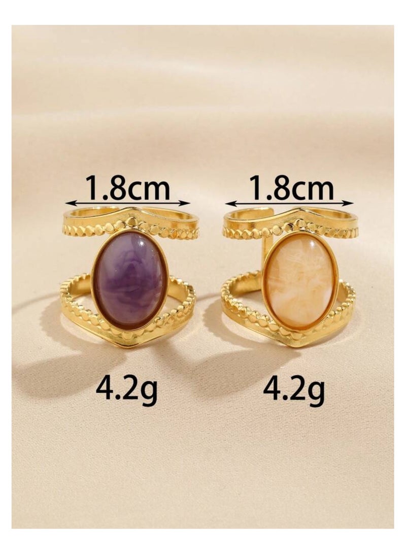 NEW STYLE 2pcs Of Elegant & High Quality Stainless Steel Rings For Women One Size - Image 3
