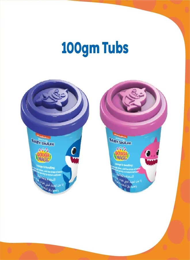 Dough Magic Baby Shark Roll N Match Cube Activity Set With Moulding Lid Pack Of 2 100Gm Each|Soft Dough|Fun With Water Based Dough|Art & Craft Kit|Birthday & Return Gift For Kids 3 Years+ - Multicolor - Image 2