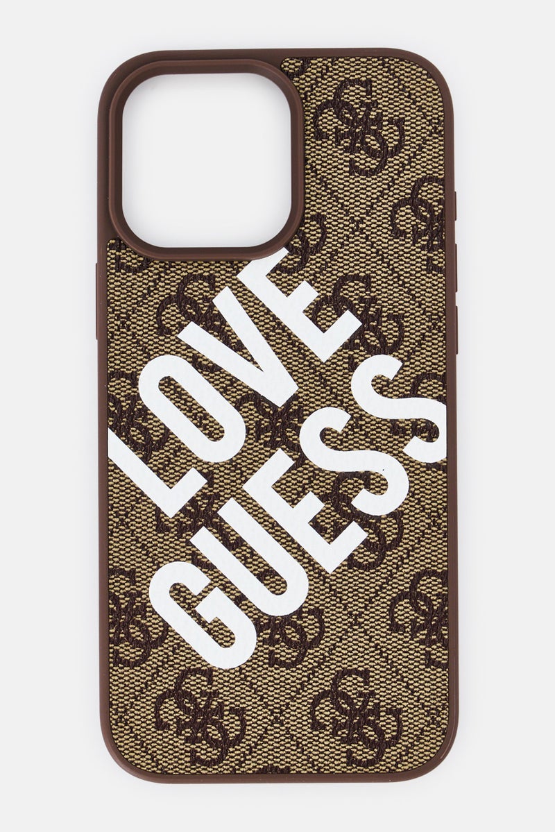 GUESS iPhone 16 Pro Max Brand Logo Protective Case, Brown - Image 1