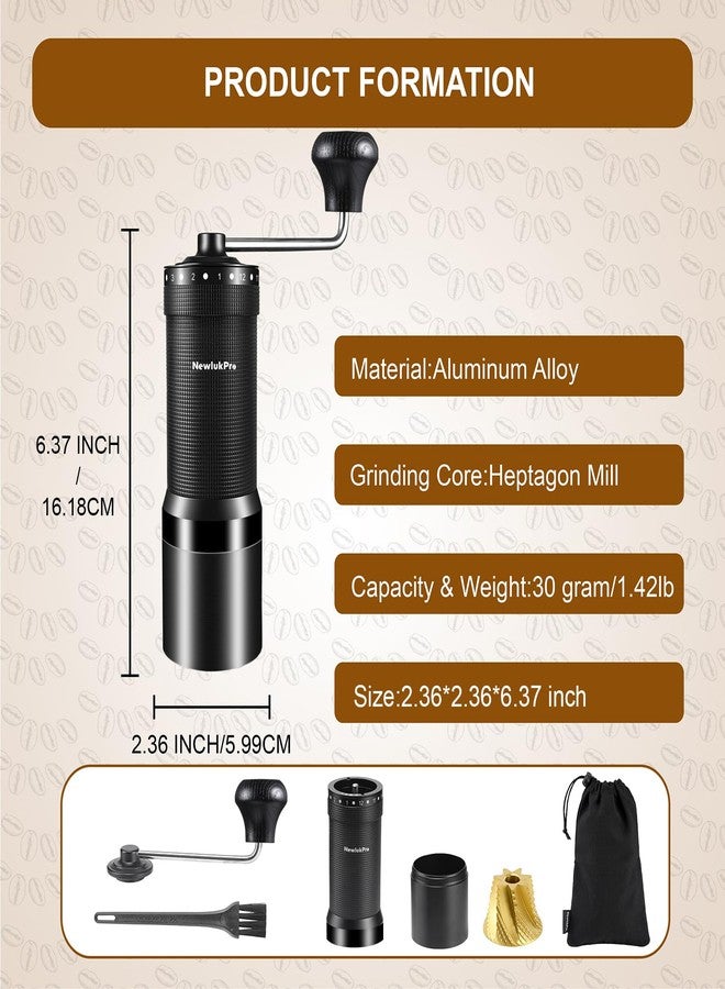 NewlukPro M7 Pro Manual Coffee Grinder,Titanium Coating Conical Burr,Hand Coffee Grinder with External 72 Grinding Scales,All-round Hand Grinder for Pour Over Drip French Press Espresso (Black) - Image 3