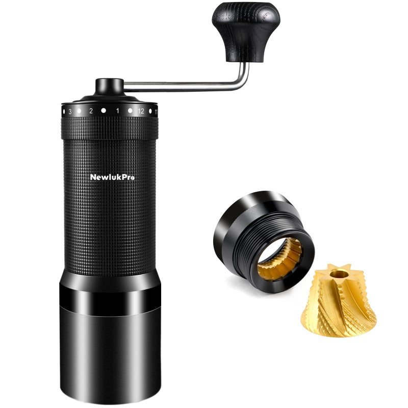 NewlukPro M7 Pro Manual Coffee Grinder,Titanium Coating Conical Burr,Hand Coffee Grinder with External 72 Grinding Scales,All-round Hand Grinder for Pour Over Drip French Press Espresso (Black) - Image 1