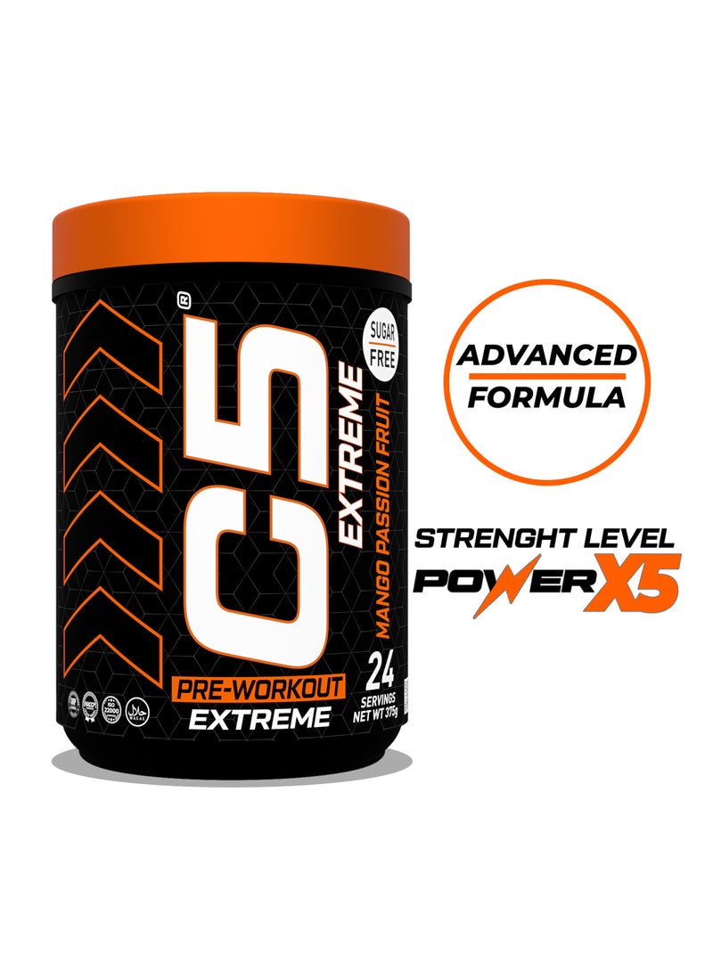 C5 Extreme Pre Workout Powder Passion Fruit Mango - 24 Servings, Sugar Free, Zero Calories, 200mg High Caffeine - Beta Alanine - Citrulline Malate, High-Performance Pre-Workout Booster Supplement - Image 2
