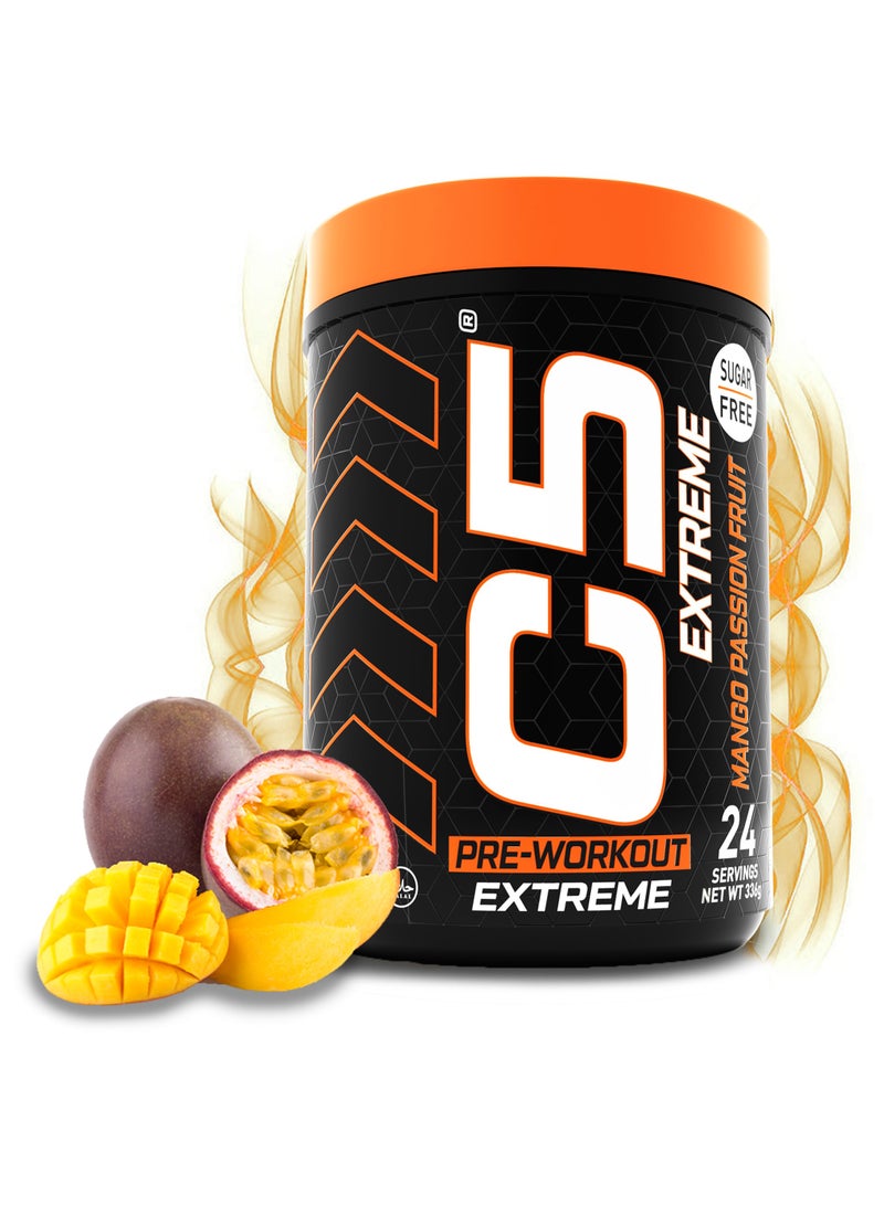 C5 Extreme Pre Workout Powder Passion Fruit Mango - 24 Servings, Sugar Free, Zero Calories, 200mg High Caffeine - Beta Alanine - Citrulline Malate, High-Performance Pre-Workout Booster Supplement - Image 1