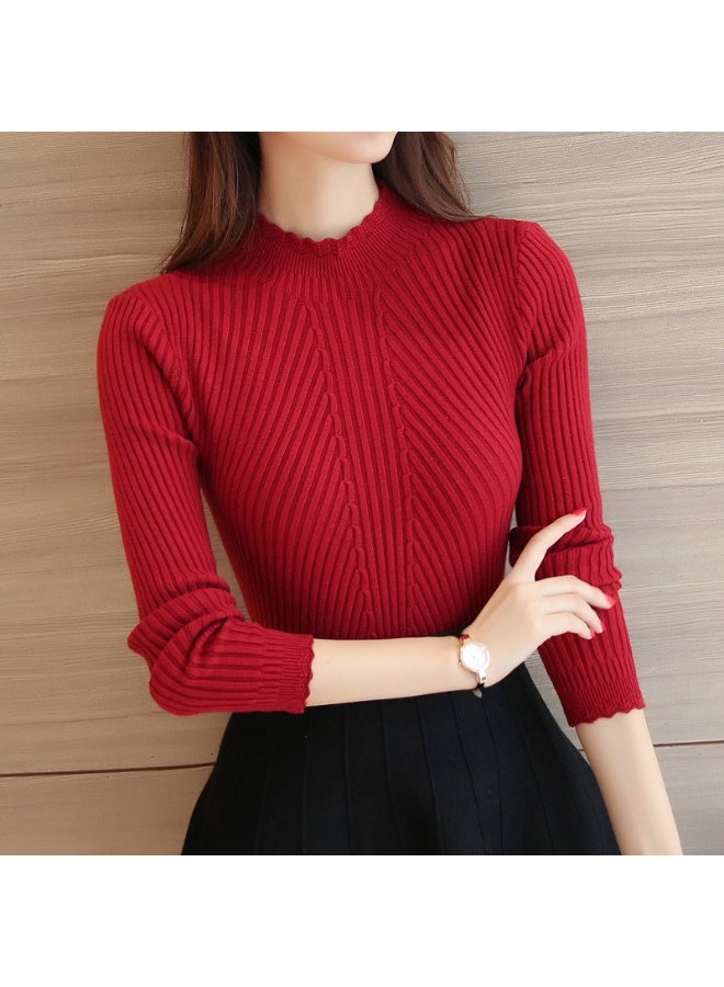 NIBEMINENT Autumn Winter Sweater Women Turtleneck Women Sweaters Pullovers Female Long Sleeve Striped Warm Jumper