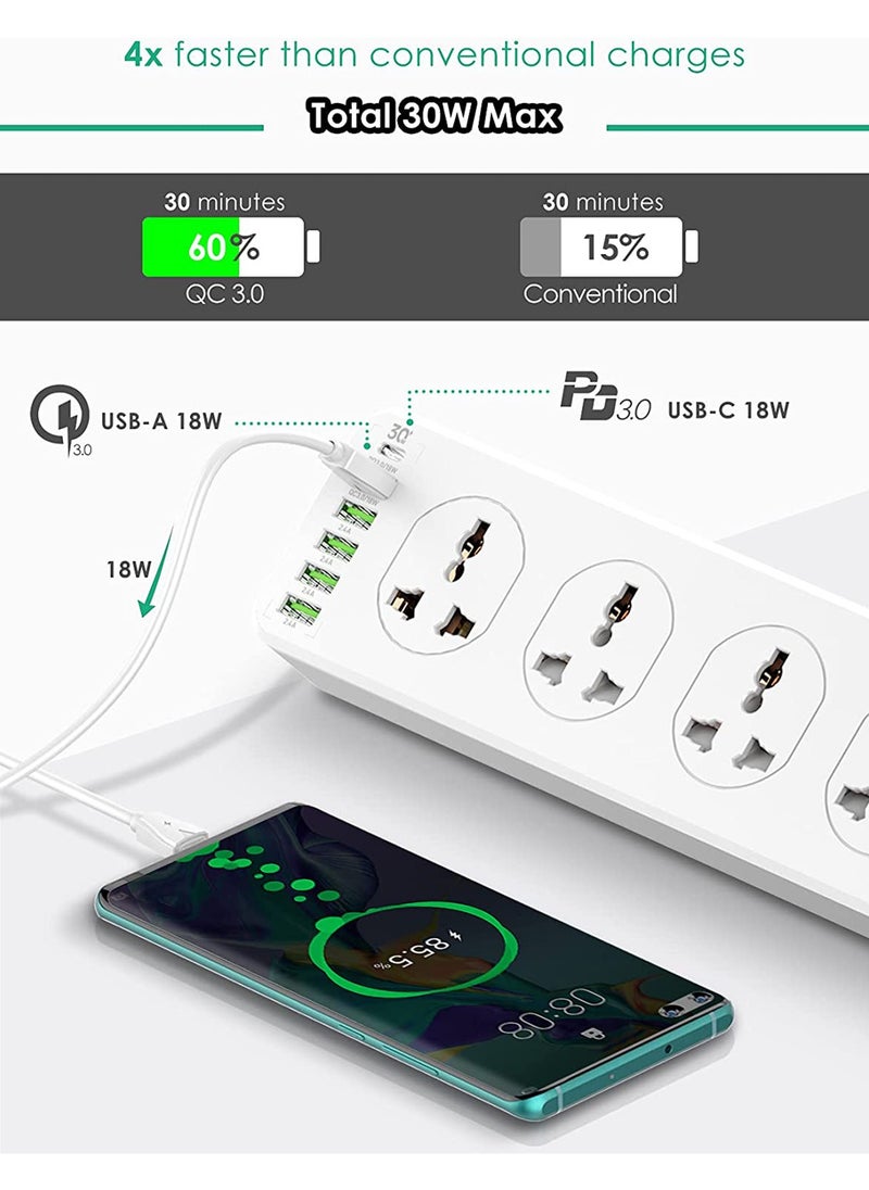 بيجانت - وصلة مشترك كهربائي ب 10 مخارج و 6 منافذ USB و منفذ USB C و سلك بطول 2 متر - Image 1