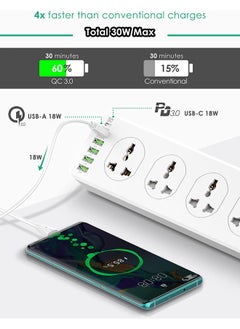 PEGANT 10 Way 2M 6 USB Power Extension Cord with Surge Protector, 10 universal outlets, 5 USB-A, 1  USB-C, 2 Meters cable  - Image 3