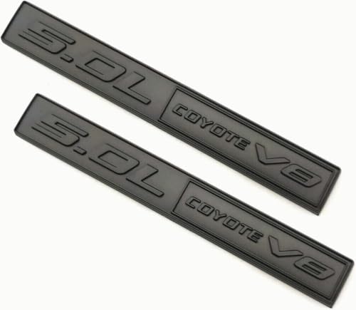 EmbRoom 2Pc 50L Coyote V8 Emblems 3D Adhesive Badge V8 Engine Trim Fender Hook Trunk Decals Stickers Compatible for car All Black - Image 1