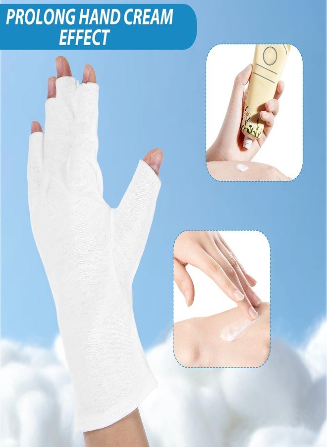 Oruola 2Pairs White Fingerless Gloves for Women, Cotton Gloves for Dry Hands Sleeping, Fingerless Cotton Gloves Eczema for Sleeping, Overnight, Lotion & Spa Treatment, Moisturizing Night Glove - Image 4