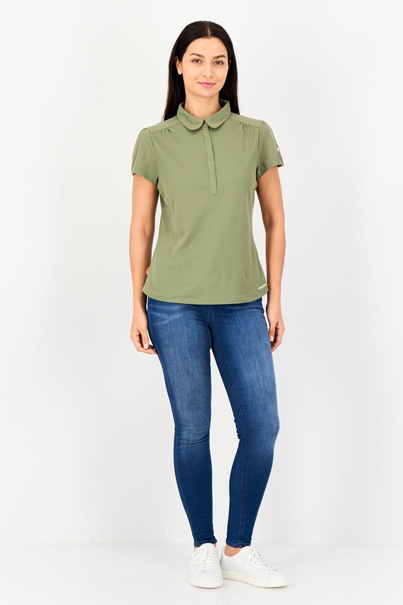 Craghoppers Women Spread Collar Short Sleeve Brand Logo Polo Shirt, Olive - Image 4
