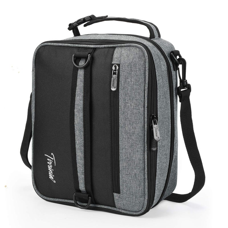 Tirrinia Expandable Insulated Lunch Bag Leakproof Flat Lunch Cooler Tote with Shoulder Strap for Men and Women Suitable for Work  Office by Tirrinia Dark Grey