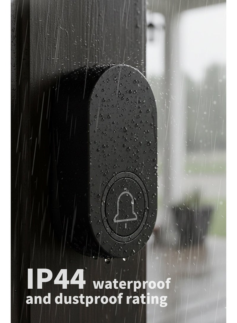 Bcarenest Wireless doorbell, self-generating doorbell, call button, with two doorbell receivers and one doorbell transmitter (black) - Image 3