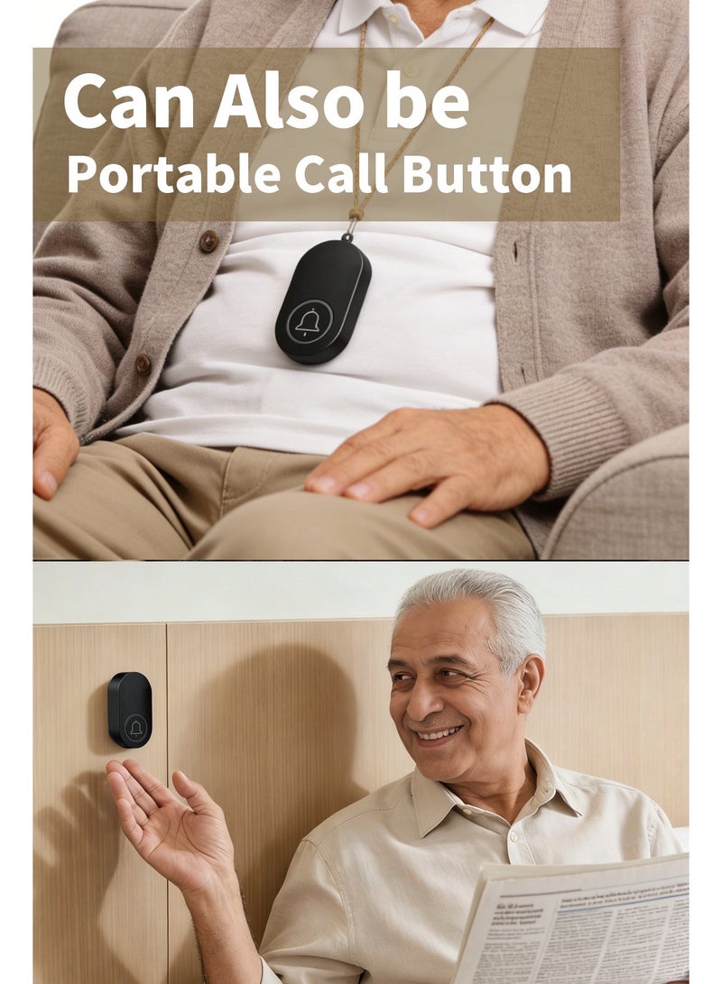 Bcarenest Wireless doorbell, self-generating doorbell, call button, with two doorbell receivers and one doorbell transmitter (black) - Image 5