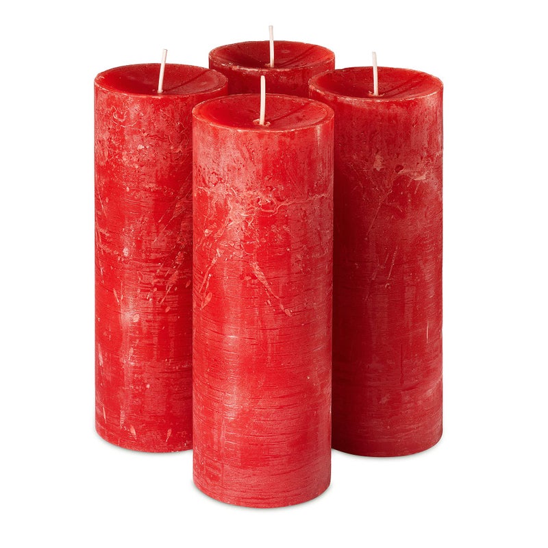 شموع عمودية ريفية حمراء SPAAS 27 × 75 مجموعة من 4 شموع زخرفية تحترق بشكل نظيف ولا تذوب بدون رائحة لزينة المنزل والحفلات والأعراس والسبا والمطاعم
