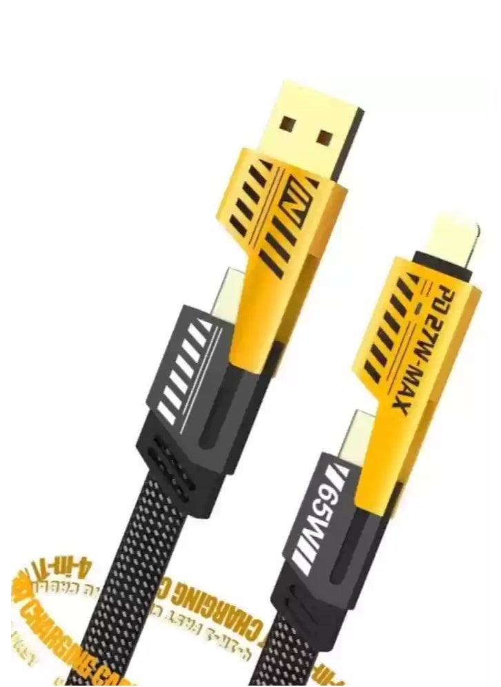 Hock - 4 in 1 USB-C Data and Charging Cable, 2-Pull Fast Charging Cable with 100cm Mechanical Cable, for Ipad, Samsung Galaxy - Support Power Delivery up to 65W, Dual Use Type C to Lightning Dual USB - Image 1