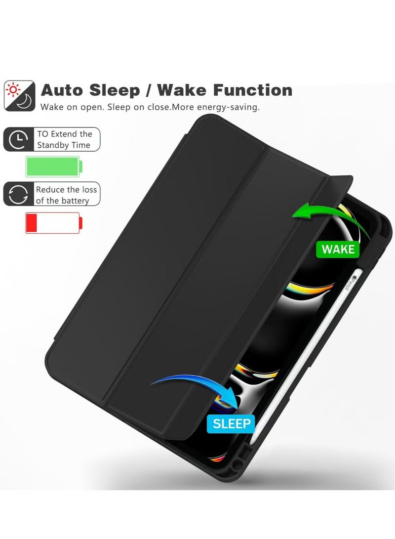 2024 iPad Pro 11" Case (M4, 5th Gen) - Smart Case with Pencil Holder, Touch ID Support, Auto Wake/Sleep Function (Black) - Image 4