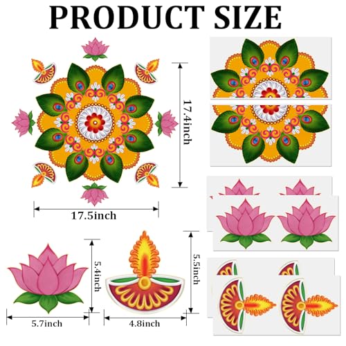 Hedeey Diwali Decorations for Home Vinyl PVC Diwali Rangoli Sticker for Home Floor Entrance Table Indian Wedding Festival Decorations and Gifts - Image 3