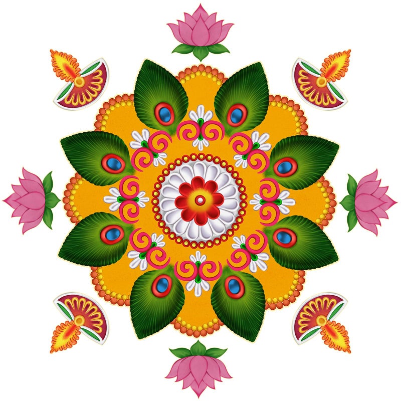 Hedeey Diwali Decorations for Home Vinyl PVC Diwali Rangoli Sticker for Home Floor Entrance Table Indian Wedding Festival Decorations and Gifts - Image 2
