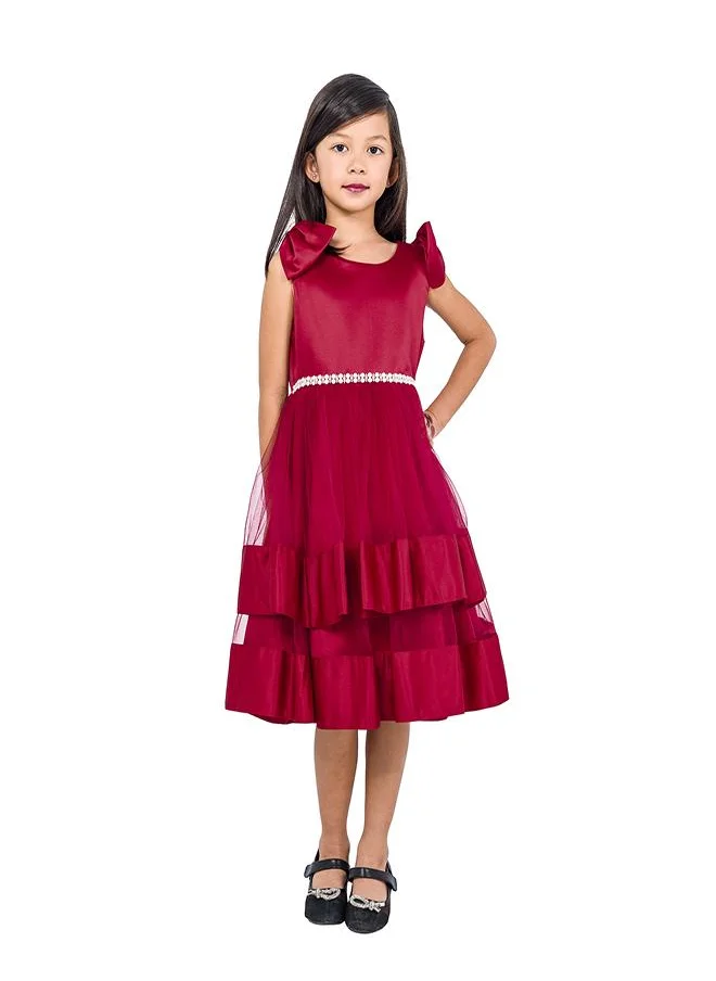 babyqlo Elegant Layered Red Party Dresses for Girls