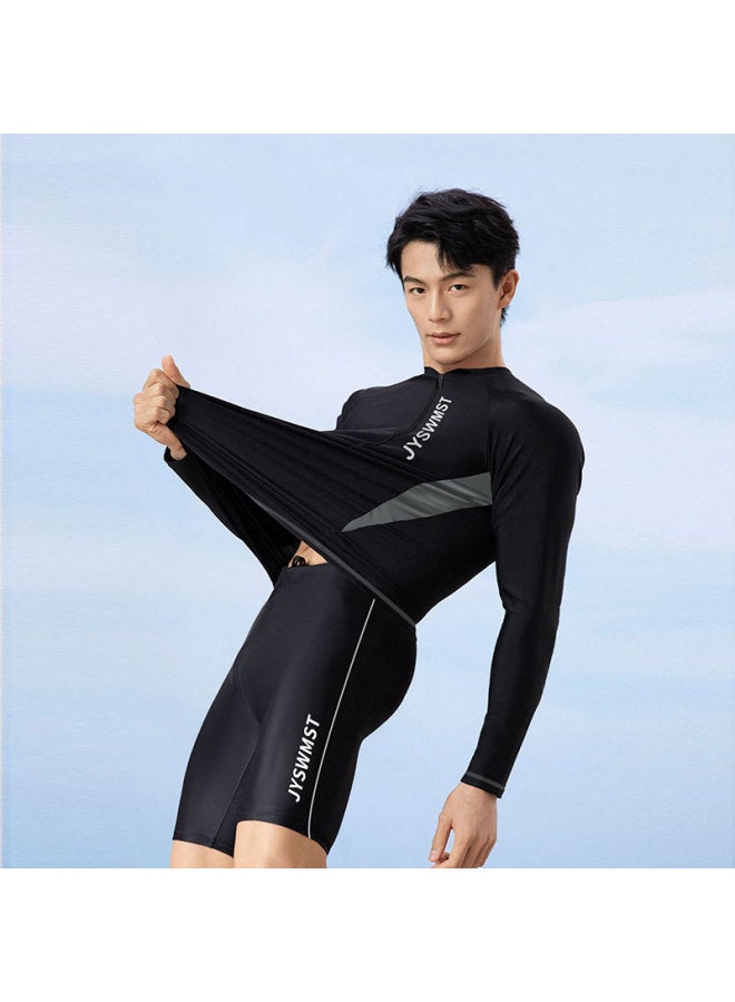 Loquat Sunscreen Quick-drying Diving Suit Men's Split Long-sleeved Trousers Snorkeling Jellyfish Suit Warm Swimwear For Couple Women's Surf Suit-Color:80824 Swimsuit +816 Swimming Trunks- - Image 5