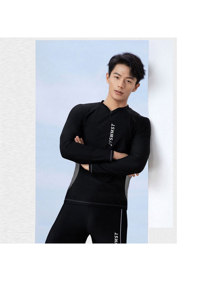 Loquat Sunscreen Quick-drying Diving Suit Men's Split Long-sleeved Trousers Snorkeling Jellyfish Suit Warm Swimwear For Couple Women's Surf Suit-Color:80824 Swimsuit +816 Swimming Trunks- - Image 4