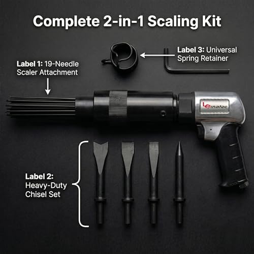 LE LEMATEC Air Needle Scaler with Chisel Kit, 4800 BPM Pneumatic Hammer for Rust & Paint Removal, Metal Scraper Tool - LE-AN324K - Image 5
