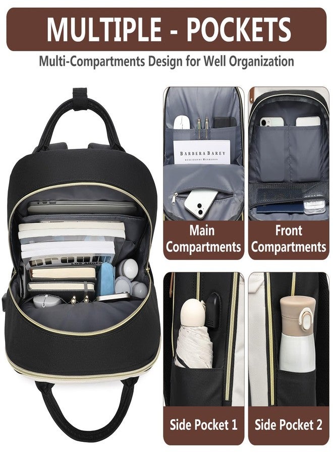 bagswan Backpack for Women 15.6 Inch Laptop Backpack Work Business Backpacks Purse Waterproof Computer College Backpacks Nurse Bag Backbag 2 Sets Casual Daypack for Travel Black - Image 4