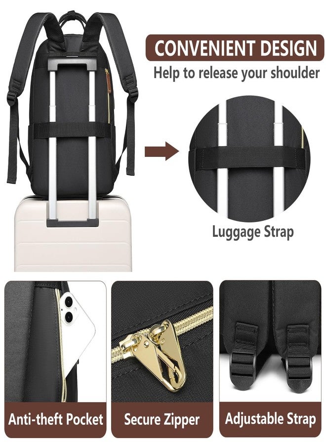 bagswan Backpack for Women 15.6 Inch Laptop Backpack Work Business Backpacks Purse Waterproof Computer College Backpacks Nurse Bag Backbag 2 Sets Casual Daypack for Travel Black - Image 5