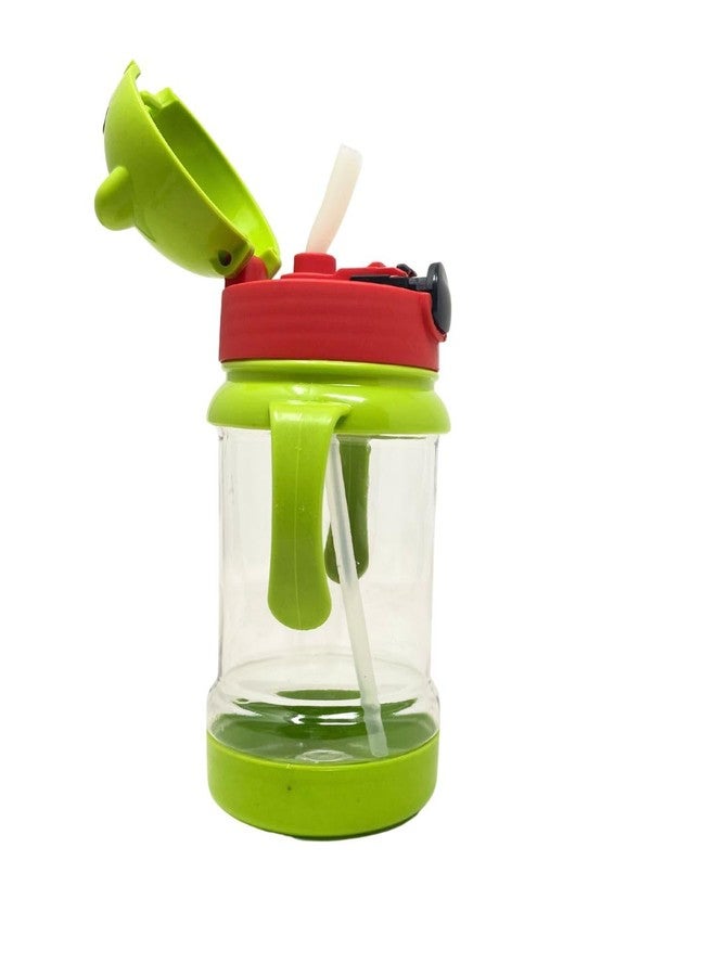 ZOVUTA Cute Bear Straw Sipper Bottle for Kids | Leak-Proof Flip Lid | BPA-Free Plastic | Easy Grip Handles | Ideal for School, Travel & Outdoor Use (Green) - Image 2