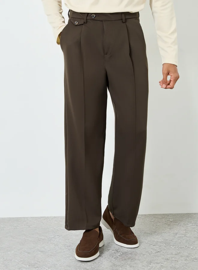 Styli  Men High Rise Wide Leg Korean Pants for Men | Best Price UAE