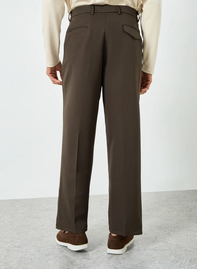 Styli  Men High Rise Wide Leg Korean Pants for Men | Best Price UAE