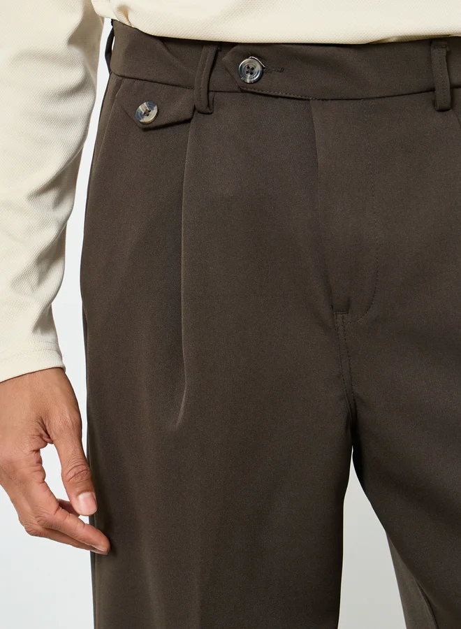 Styli  Men High Rise Wide Leg Korean Pants for Men | Best Price UAE