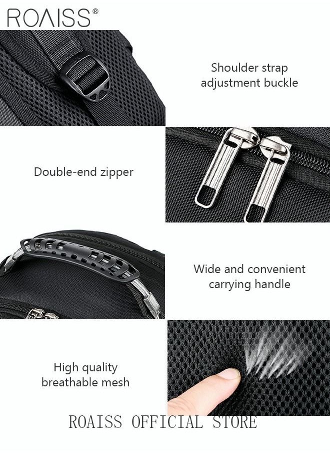 roaiss - Multifunction Waterproof Backpack with USB Port Waterproof 1680D Nylon School Bag for Men Work Travel Flight Business Commuter 15.6" Laptop Black - Image 1