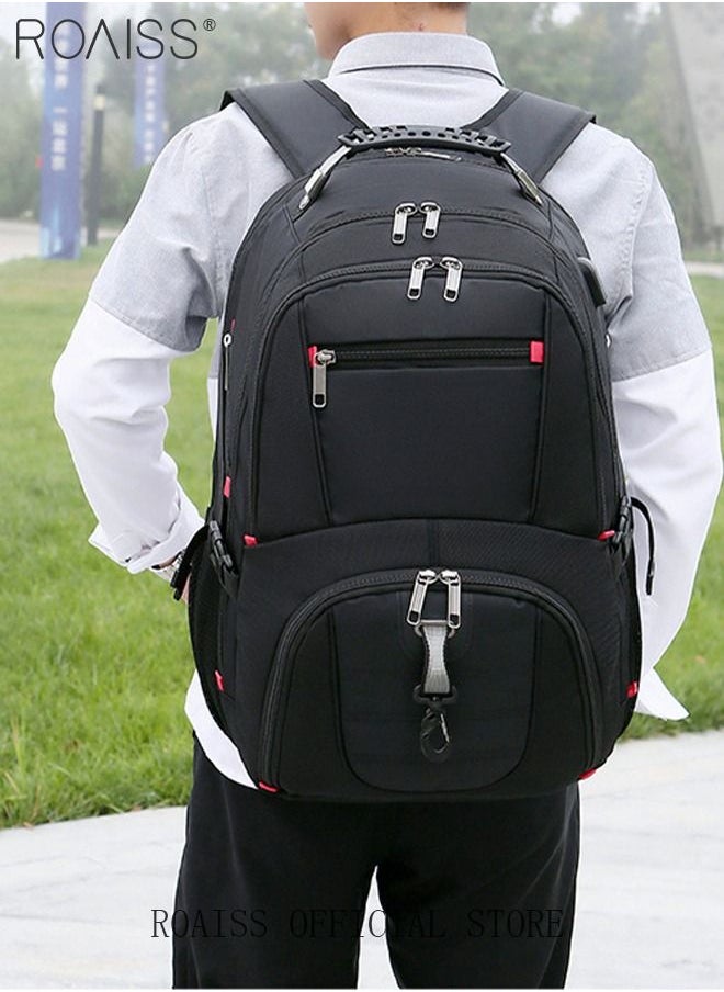 roaiss - Multifunction Waterproof Backpack with USB Port Waterproof 1680D Nylon School Bag for Men Work Travel Flight Business Commuter 15.6" Laptop Black - Image 1