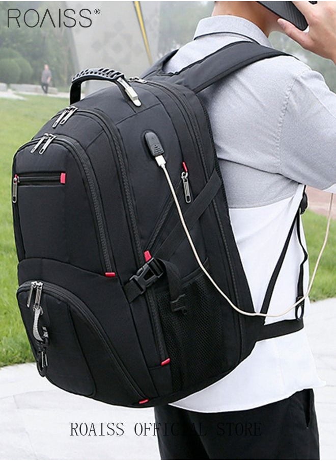 roaiss - Multifunction Waterproof Backpack with USB Port Waterproof 1680D Nylon School Bag for Men Work Travel Flight Business Commuter 15.6" Laptop Black - Image 1