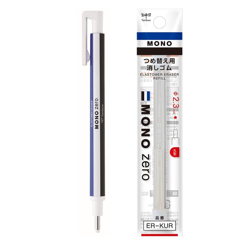 Tombow JCB-232AZ Mono Zero Pen-Shaped Round Eraser with Refill for Eraser - Image 1