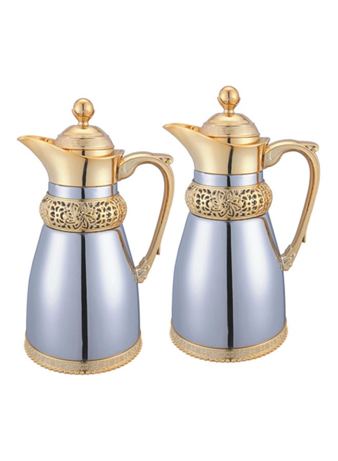 REEM 2-Piece Tea/Coffee Flask Set 0.8L & 0.85L Gold/Silver - Image 2