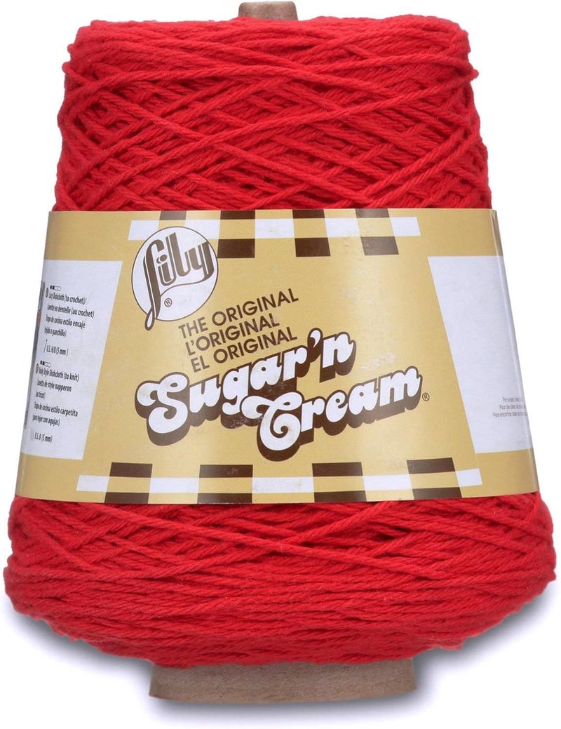 Lily Sugar'n Cream Cotton Cone Yarn, 14 oz, Red - 100% Cotton, 645 Meters - Image 1