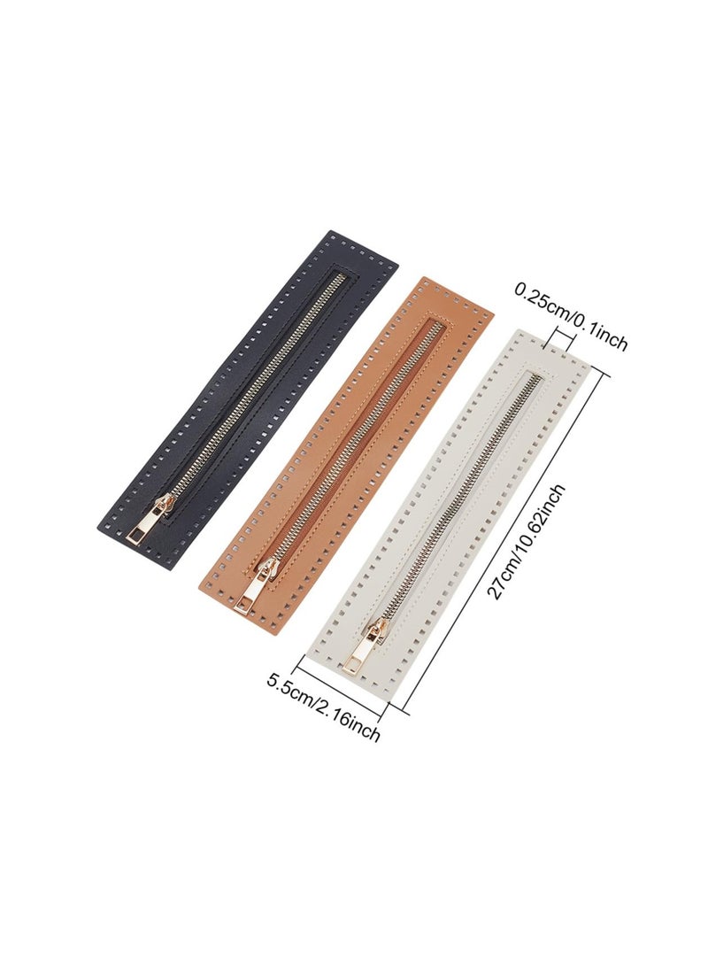 SYOSI PU Leather Zipper, for Sewing, 27cm Length Handbag Metal Separating Zippers Frames Bags Accessories, for Knitting Crochet Bags for DIY Shoulder Purse Making Sewing Craft Projects( 3 Colors )  - Image 3