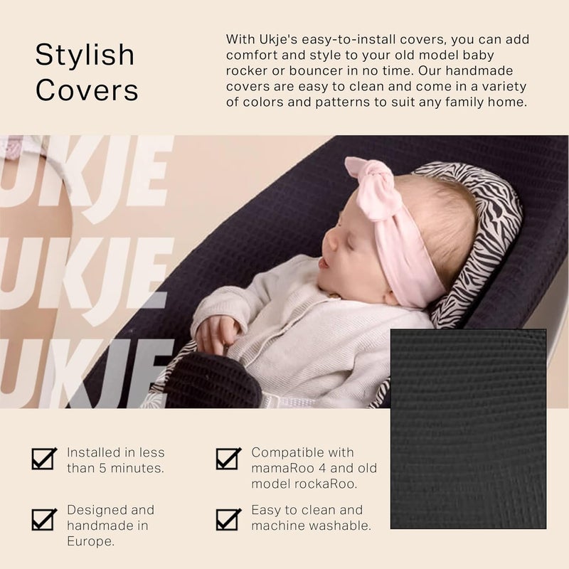 UKJE Liner Baby Rocker Cover  Compatible with 4moms MamaRoo 4 Old Model Before 2022  Baby Swing Cover  Bouncer Cover  Cover Swing Bouncer  Black - Image 2