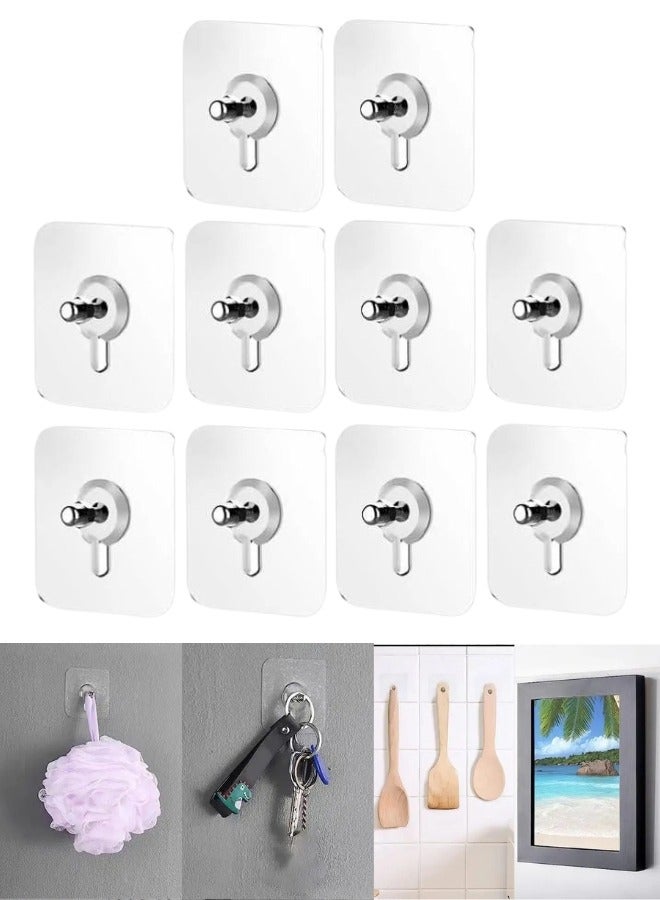 10 Pieces Clear Adhesive Hooks – Hang Anything Without Drilling, Strong Invisible Wall Stickers for Walls, Glass, Wood, Ceramic, Easy Removal Without Damage - Image 1
