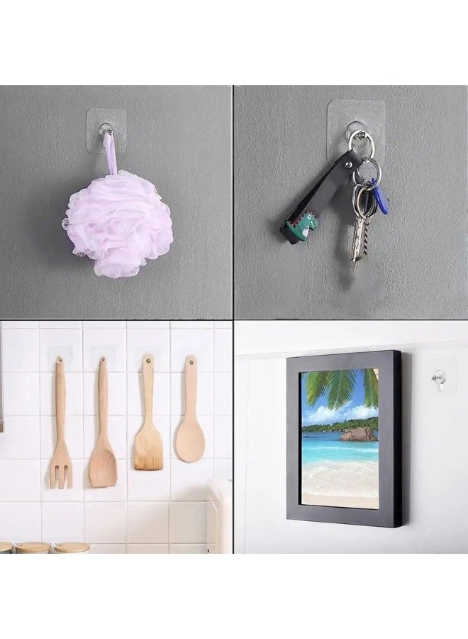 10 Pieces Clear Adhesive Hooks – Hang Anything Without Drilling, Strong Invisible Wall Stickers for Walls, Glass, Wood, Ceramic, Easy Removal Without Damage - Image 4