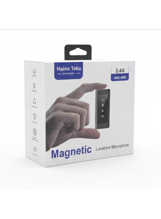 Haino Teko Magnetic Wireless Microphone, Clip-On Lavalier Mic with High Fidelity 2.4GHz Technology, Advanced ANC+ Noise Cancellation for Professional Audio Recording - Image 4